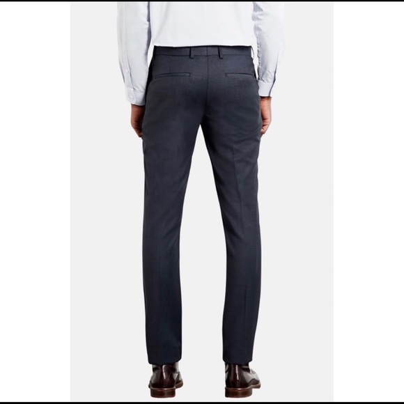 Topman Skinny Fit Navy Wool Blend Pants - Picture 2 of 8